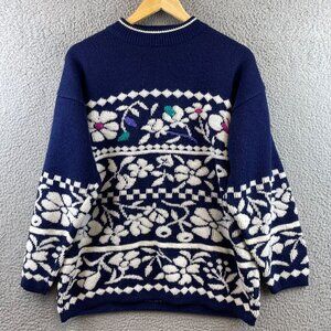 VINTAGE‎ Flyer Knitted Sweater Flower Floral Geometric Women’s Size Small